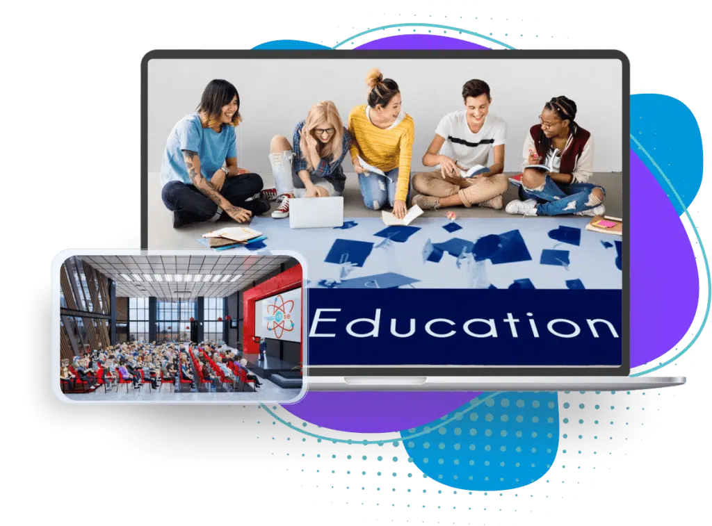 A campus event being planned on screen