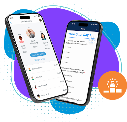 A live trivia quiz and an event leaderboard on attendees' phones