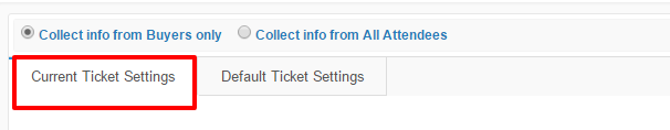 Current ticket settings