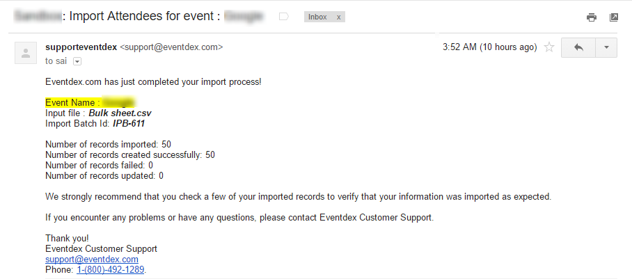 Import attendees status email